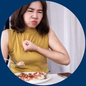 food stuck in body