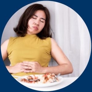Bloating and loss of appetite symptom of ovarian cancer